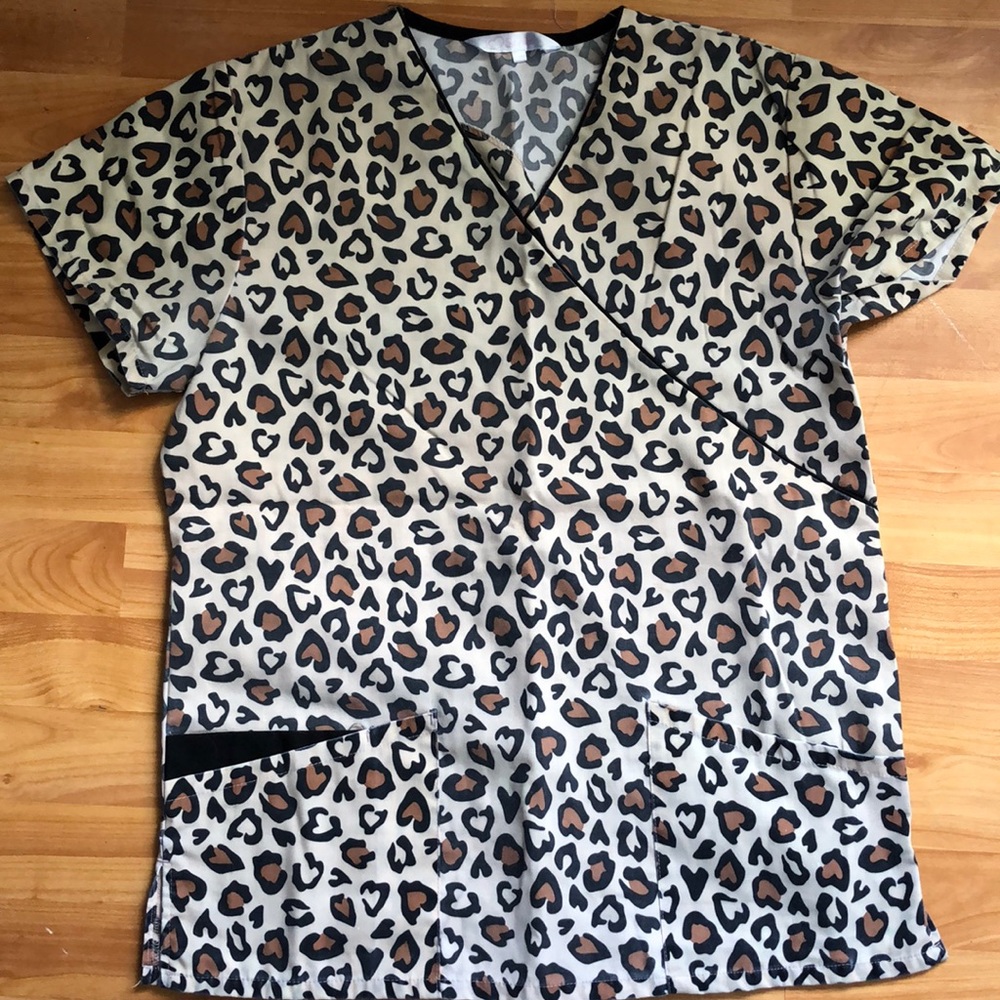 Cheetah Print Scrub Top